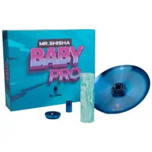 Kit Baby Pro Azul para Mr Shisha Baby con plato distintivo y acero inoxidable V2A