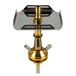 Cachimba VZ Hookah V4 Brass de 34 cm en latón con mástil modular y recogedor de melaza plato