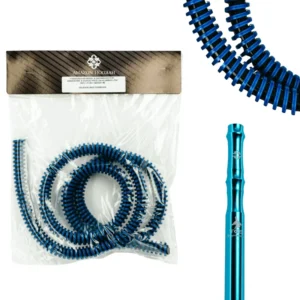 Manguera Amazon Hookah en silicona resistente al calor con boquilla ergonómica metálica de 45 cm blue aqua