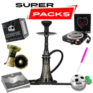 Pack cachimba MS Camelia de la marca Mashisha con cazoleta de alta calidad, gestor de calor, papel aluminio, punzón, hornillo eléctrico y 1 kg de carbón natural en The Good Shisha