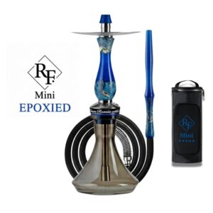 Cachimba RF Mini Epoxied color azul con mástil de madera y resina sobre fondo blanco.