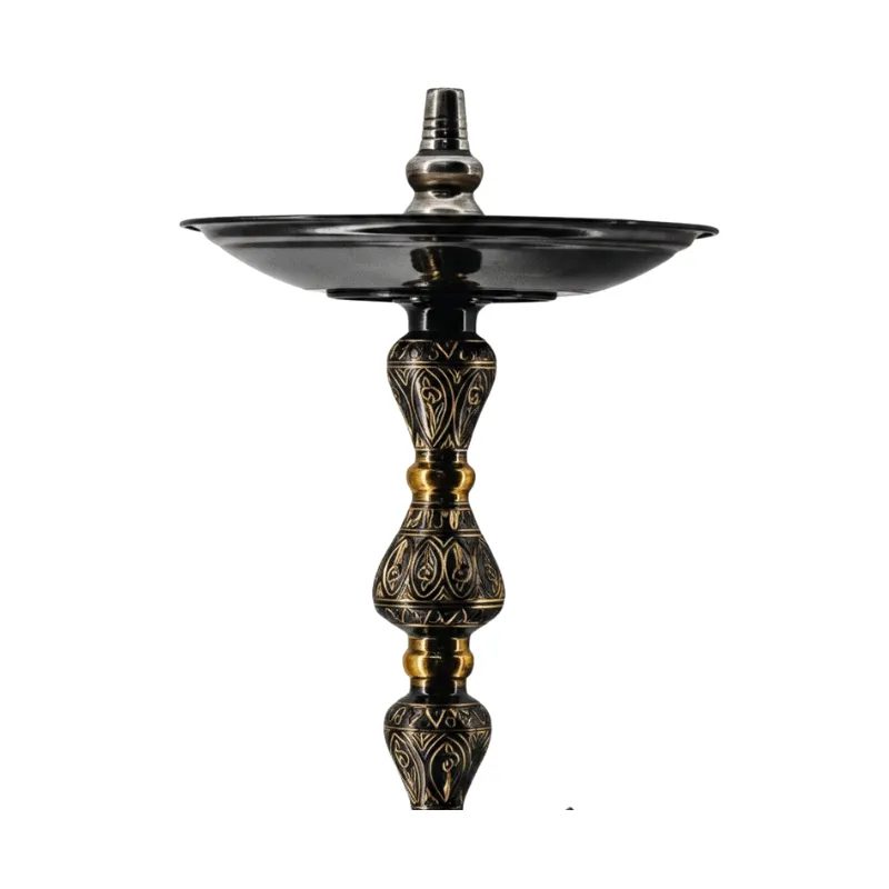 Cachimba Farida Hookah Al Amir egipcia artesanal de 70 cm en cobre y latón con grabados únicos del antiguo Egipto y base tradicional incluida en The Good Shisha