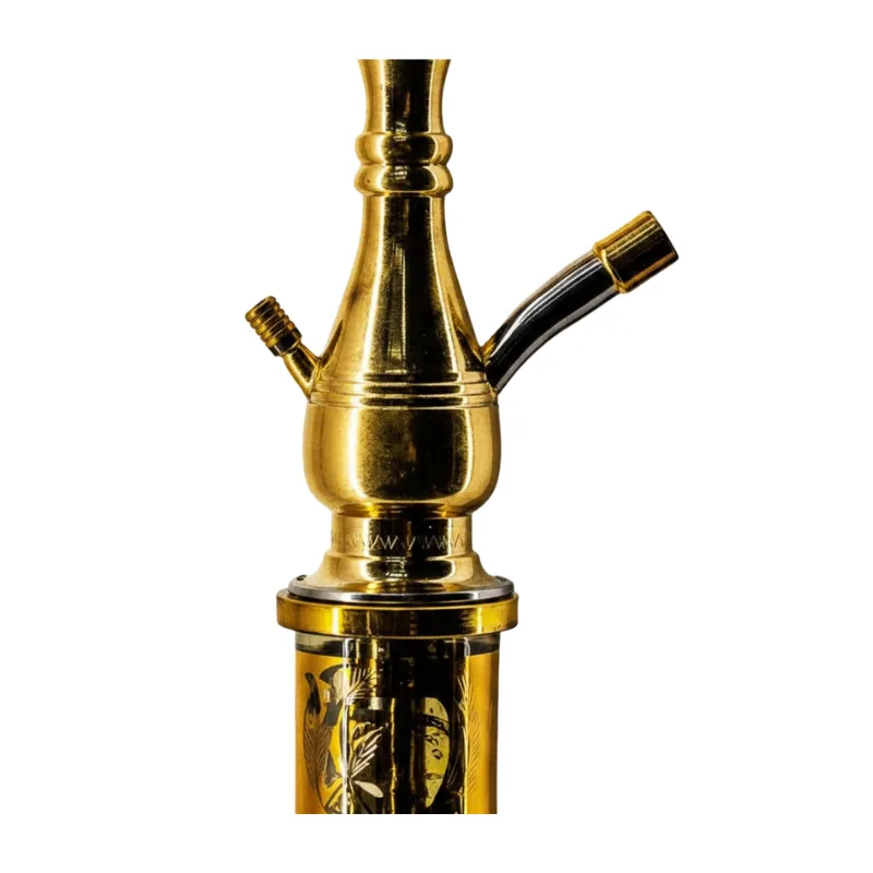 Cachimba Farida Hookah Giza egipcia artesanal elaborada a mano en Egipto en acero inoxidable y latón, 60 cm con diseño ancho y bajo estable inspirada en la región de Giza en The Good Shisha