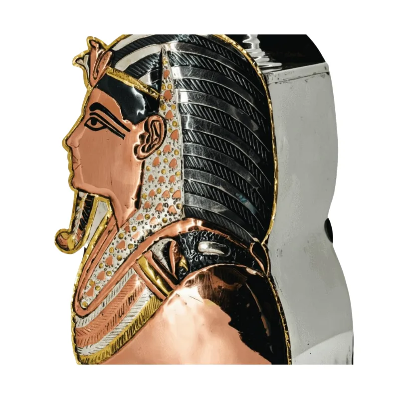Cachimba Farida Hookah Tut Mask egipcia artesanal elaborada a mano en Egipto en acero inoxidable, latón y cobre, 40 cm con diseño ancho y bajo estable inspirada en la máscara funeraria de Tutankamón en The Good Shisha