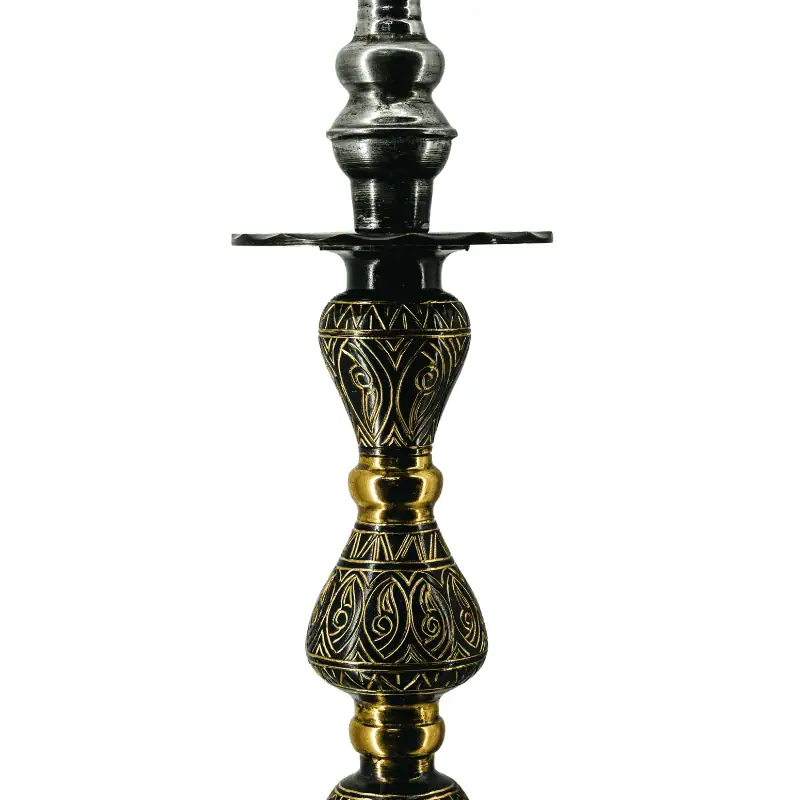 Cachimba Farida Hookah Al Amir egipcia artesanal de 70 cm en cobre y latón con grabados únicos del antiguo Egipto y base tradicional incluida en The Good Shisha
