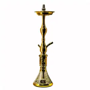 Cachimba Farida Hookah Giza egipcia artesanal elaborada a mano en Egipto en acero inoxidable y latón, 60 cm con diseño ancho y bajo estable inspirada en la región de Giza en The Good Shisha