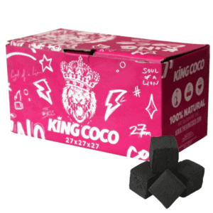 Carbón King Coco 27mm natural con encendido rápido y larga duración para cachimba