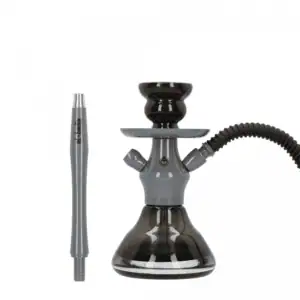 Cachimba El Badia XS portátil de 21 cm en aluminio y acero inoxidable con manguera lavable nardo grey