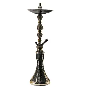 Cachimba Farida Hookah Al Amir egipcia artesanal de 70 cm en cobre y latón con grabados únicos del antiguo Egipto y base tradicional incluida en The Good Shisha
