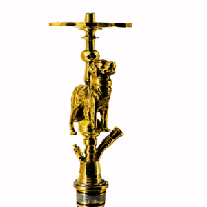 Cachimba Farida Hookah Bethoveen egipcia artesanal elaborada a mano en Egipto en acero inoxidable y latón, 50 cm sin base con diseño ancho y bajo estable en The Good Shisha