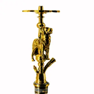 Cachimba Farida Hookah Bethoveen egipcia artesanal elaborada a mano en Egipto en acero inoxidable y latón, 50 cm sin base con diseño ancho y bajo estable en The Good Shisha