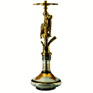 Cachimba Farida Hookah Bethoveen egipcia artesanal elaborada a mano en Egipto en acero inoxidable y latón, 50 cm sin base con diseño ancho y bajo estable en The Good Shisha