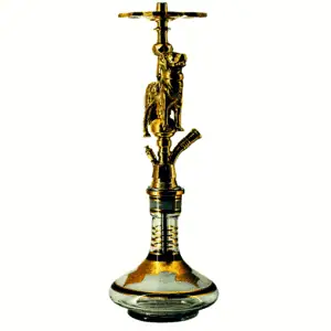 Cachimba Farida Hookah Bethoveen egipcia artesanal elaborada a mano en Egipto en acero inoxidable y latón, 50 cm sin base con diseño ancho y bajo estable en The Good Shisha