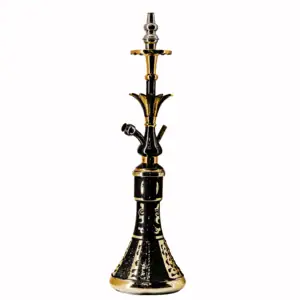 Cachimba Farida Hookah Lotus egipcia artesanal elaborada a mano en Egipto en acero inoxidable y latón/bronce, 60 cm con diseño ancho y bajo estable inspirada en la flor de loto en The Good Shisha