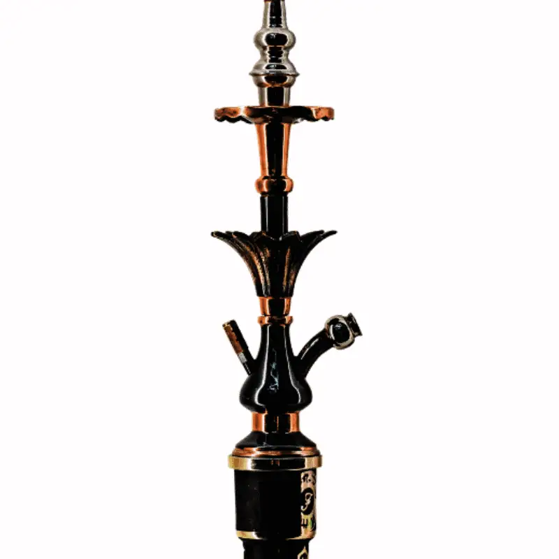 Cachimba Farida Hookah Lotus egipcia artesanal elaborada a mano en Egipto en acero inoxidable y latón/bronce, 60 cm con diseño ancho y bajo estable inspirada en la flor de loto en The Good Shisha