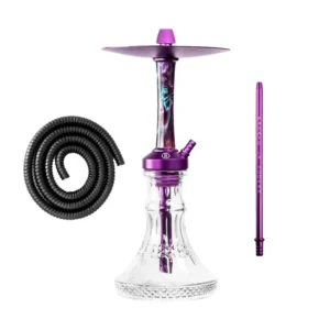 Pack cachimba Medusa Moon de aluminio con base tallada, hornillo, cazoleta, gestor de calor, manguera, pinzas y carbón en The Good Shisha