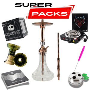 Pack cachimba Mr Shisha Valhalla de acero inoxidable con 11 purgas, doble tamaño, base tallada, hornillo eléctrico, cazoleta TGS, gestor de calor, manguera, pinzas y carbón en The Good Shisha