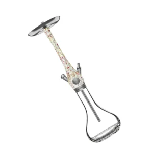 Cachimba Wookah Smooth Abstract 2.0 en madera maciza y acero V2A con base de cristal soplada a mano diagonal