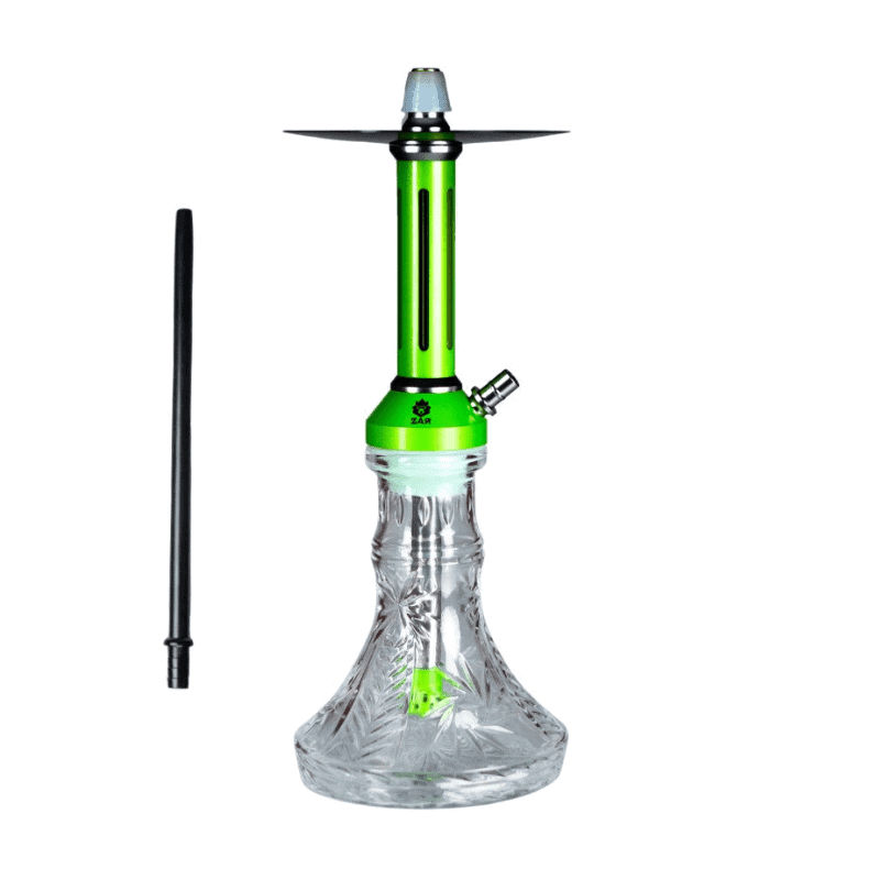 Cachimba Zar Hookah Rasputin en aluminio anodizado con base de cristal tallado y purga vertical única