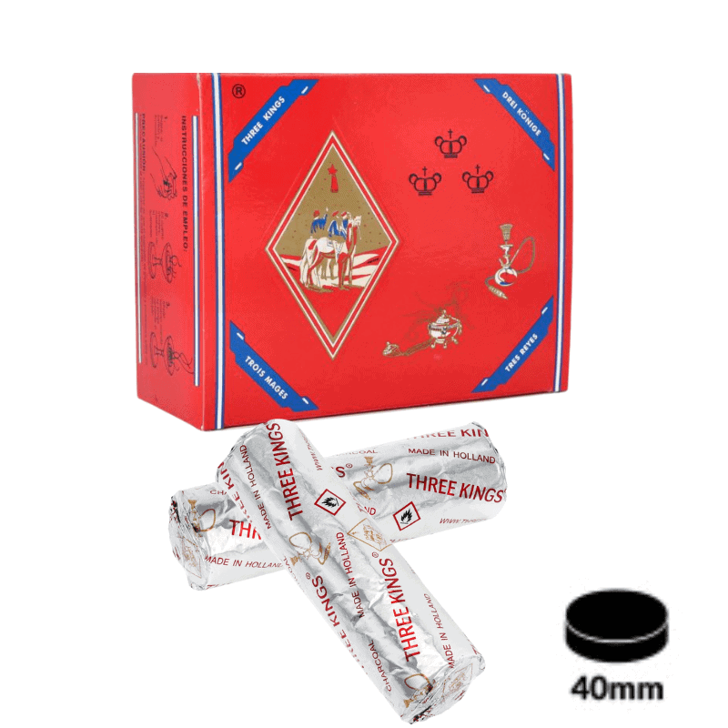 Carbón autoencendido Three Kings 40mm para cachimba