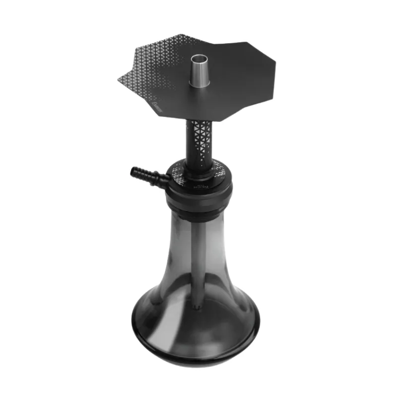Cachimba Embery Mini Mono 4.0 ucraniana portátil de 38 cm con sistema de purga por el mástil con efecto niebla espectacular, set completo de boquilla, manguera, base, mástil, plato grabado y tubo de inmersión en The Good Shisha
