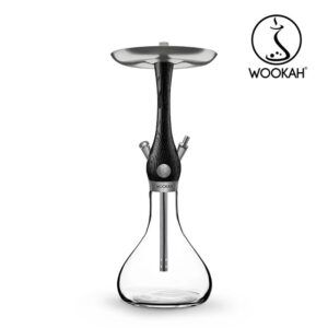 Cachimba Wookah Mini Smooth Nox de 41 cm en madera de roble con base de cristal soplada a mano
