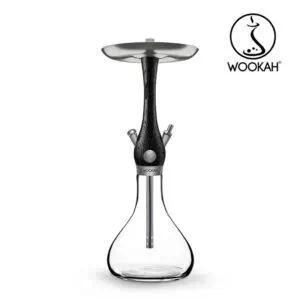Cachimba Wookah Mini Smooth Nox de 41 cm en madera de roble con base de cristal soplada a mano