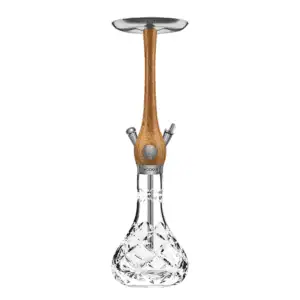 Wookah Oak Bloom Mastercut en madera maciza y acero V2A con base de cristal soplada a mano