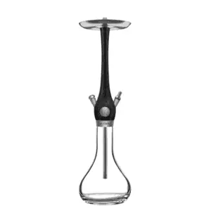Cachimba Wookah Smooth Nox en madera maciza y acero V2A con base de cristal soplada a mano