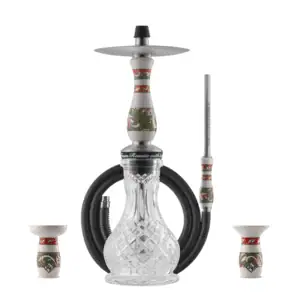 Cachimba RF Hookah Velikoustyuzhskaya rusa de acero con grabados artísticos y dos cazoletas pintadas a mano