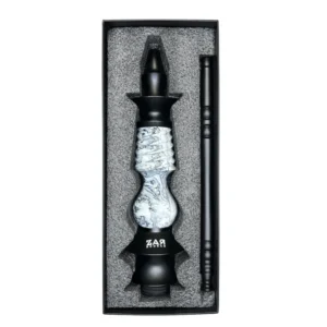 Cachimba Zar Hookah Gufy con mástil en resina epoxi, cuerpo de acero inoxidable y base de cristal tallado caja mastil