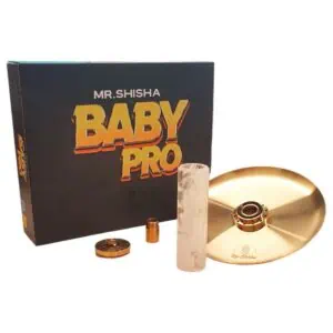 Kit Baby Pro Gold Mr Shisha con plato distintivo dorado y acero V2A white