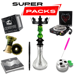 Pack cachimba Zar Gufy en acero inoxidable y resina con purga vertical, hornillo, cazoleta TGS Nilo, gestor Provost, carbón natural y punzón en The Good Shisha