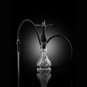 RF Hookah Mini Ebony negra de acero inoxidable con diseño compacto y base elegante