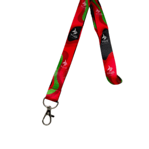 Lanyard TGS rojo y verde con logo The Good Shisha, ideal para boquillas de cachimba y llaves