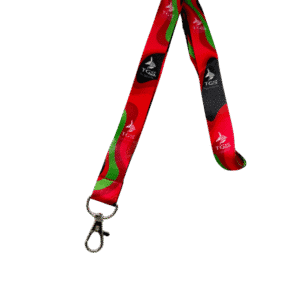 Lanyard TGS rojo y verde con logo The Good Shisha, ideal para boquillas de cachimba y llaves