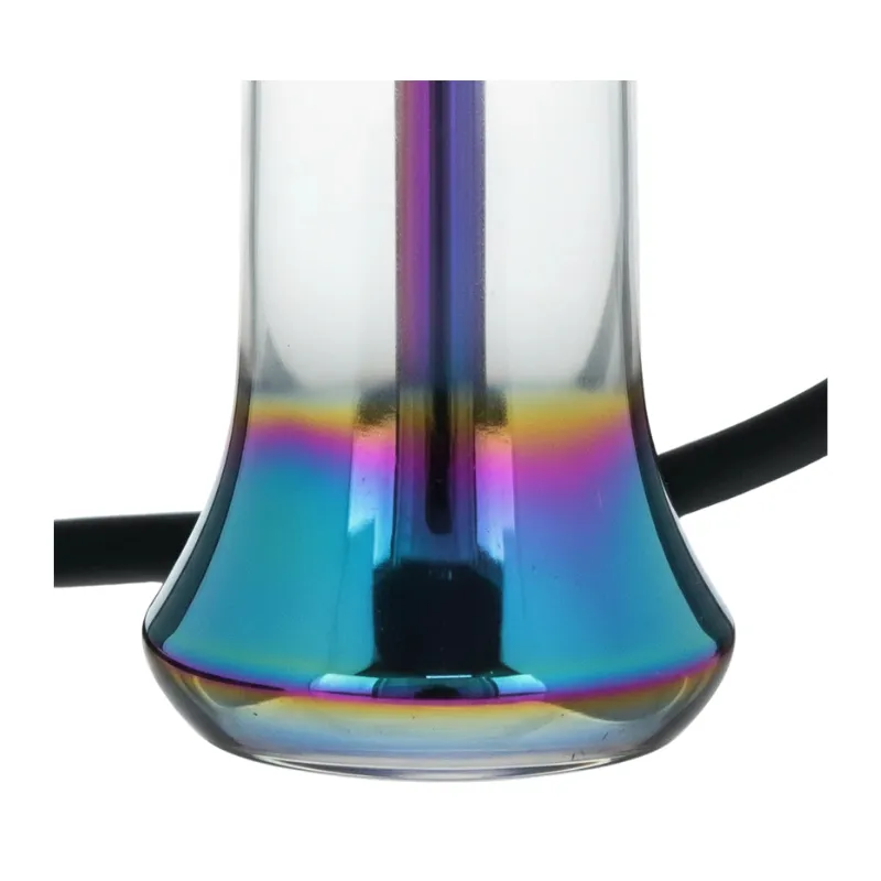 Cachimba MS Magma Small Mashisha compacta con mástil espectacular y diseño detallado fabricada completamente en aluminio de alta calidad, con sistema CLICK en la base de vidrio que evita fugas de aire, cuerpo metálico de aluminio anodizado, boquilla de aluminio, plato para ceniza y juego completo de gomas en The Good Shisha