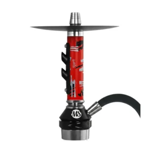 Cachimba MS Racing Mashisha de 45 cm inspirada en el mundo del motor con diseño agresivo y moderno, fabricada en aluminio anodizado de primera calidad y jarrón de vidrio grueso, columna calada estilo carrera que mejora la ventilación, conexiones impermeables y sistema de purga rápida en The Good Shisha