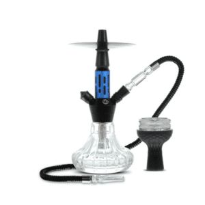 Cachimba MS Mini Mashisha compacta de 27 cm de altura y 1,25 kg de peso con diseño moderno y funcional, jarrón de vidrio grueso y resistente, cazoleta práctica y robusta, manguera de silicona con mango, sistema de calefacción tipo Kaloud incluido en The Good Shisha