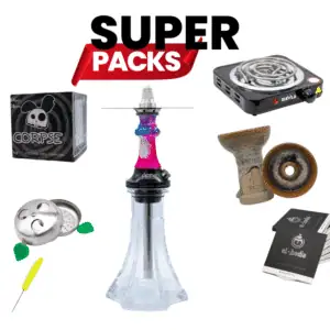 Pack Diana – cachimba Diana Hookah Mikro de acero inoxidable y resina con cazoleta, gestor de calor, hornillo y carbón natural