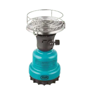 Hornillo gas Tom para cachimba portátil con rejilla superior metálica y anillo de protección
