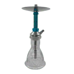 Cachimba Diavla Turbine de 40 cm fabricada completamente en aluminio con mástil tipo amortiguador deportivo, sistema de purga horizontal integrada, boquilla aluminio y mochila de transporte en The Good Shisha