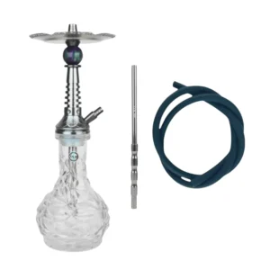 Pack cachimba Dash Cosmos Mini de 38 cm en acero inoxidable y aluminio anodizado con base tallada, purga OVNI, hornillo, cazoleta TGS Nilo y gestor Provost en The Good Shisha