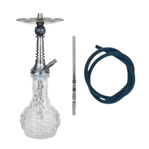 Cachimba Dash Cosmos Mini de 38 cm con diseño futurista, purga integrada en mástil con orificios OVNI, bola de resina pintada a mano, base tallada y conexión manguera por presión en The Good Shisha