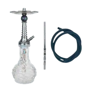 Cachimba Dash Cosmos Mini de 38 cm con diseño futurista, purga integrada en mástil con orificios OVNI, bola de resina pintada a mano, base tallada y conexión manguera por presión en The Good Shisha