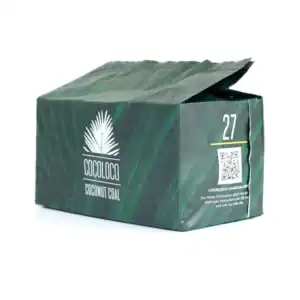 Carbón Cocoloco Horeca 27 mm en bolsa, formato práctico para lounges y almacenamiento al vacío