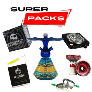 Pack cachimba Tahta Mini Beast brasileña compacta de 30 cm con plato, base, hornillo, cazoleta TGS Nilo, gestor Provost y carbón en The Good Shisha