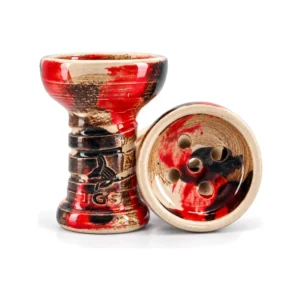 Cazoleta TGS Tartaria Classic de barro moteado con esmalte rojo y negro y logotipo TGS grabado