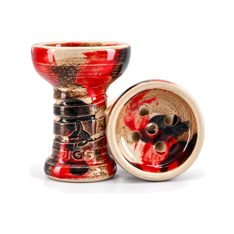 Cazoleta TGS Tartaria Classic de barro moteado con esmalte rojo y negro y logotipo TGS grabado