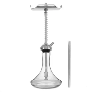 Cachimba VZ Hookah Minimal de 60 cm en acero inoxidable con estética Steampunk y purga integrada